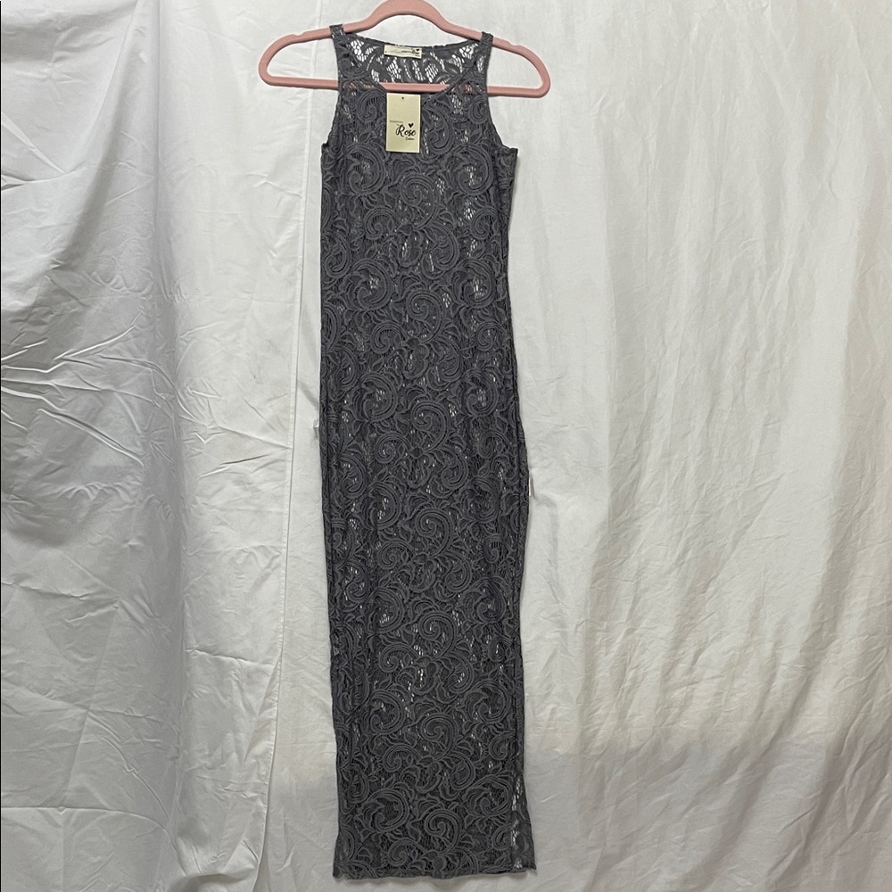 NWT Gray Lacey Stretch Bodycon Maxi Dress or Swimsuit Coverup, Juniors Size S